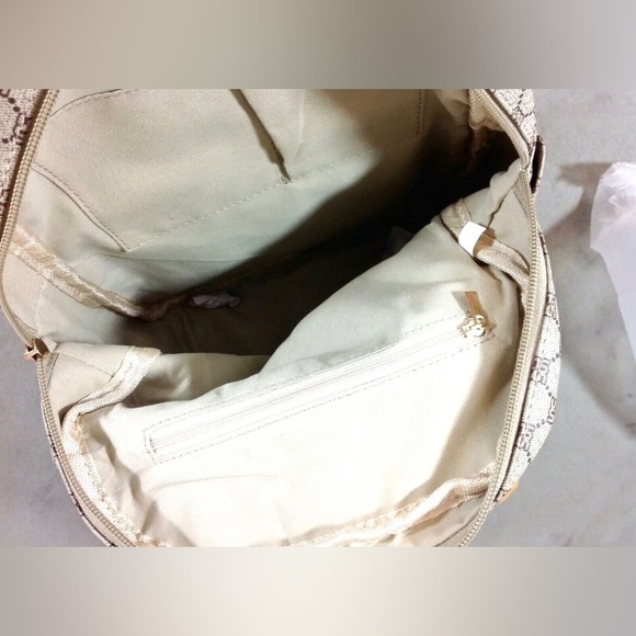 NEW Beige/Mustard Yellow Backpack 6 Pockets Adjustable Straps Light inte… - Picture 4 of 9